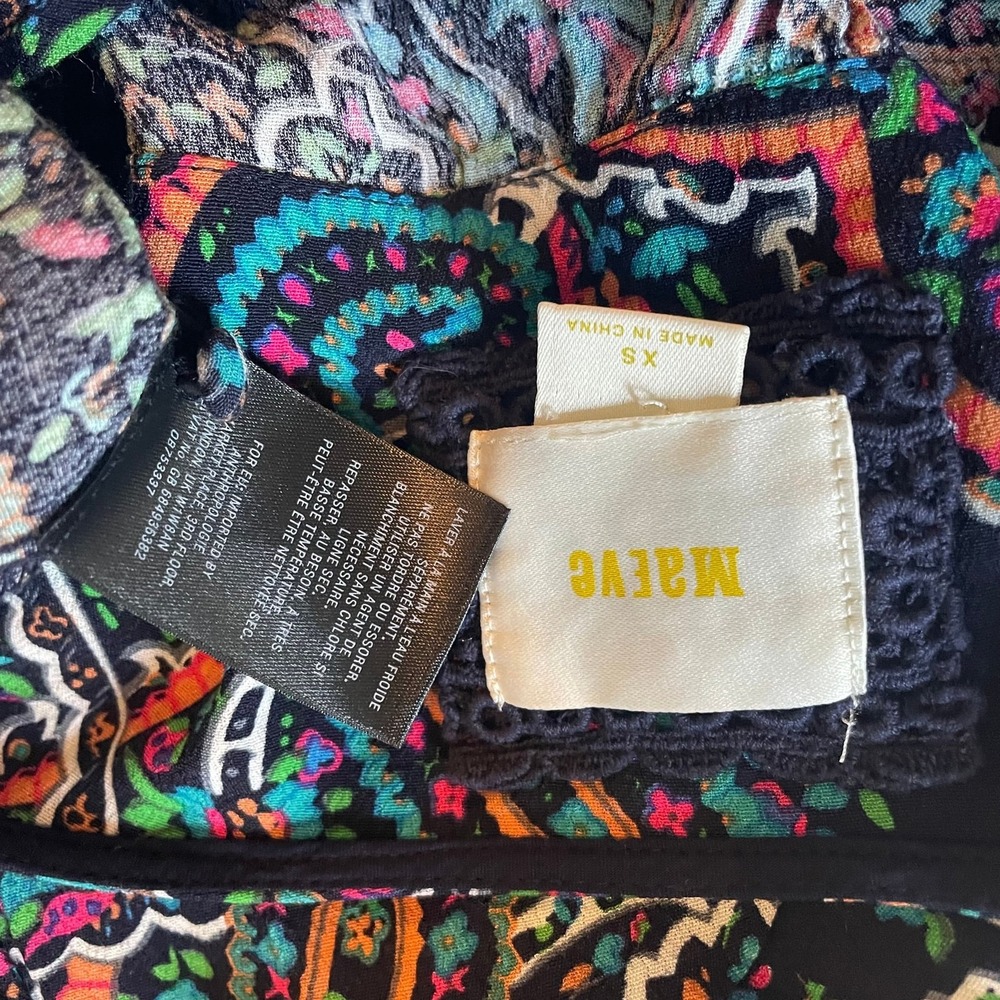 Anthropologie Maeve Maplewood Paisley Long Sleeve V-Neck Midi‎ Dress XS